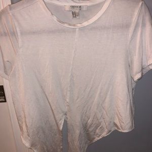 White Cropped Tie Top